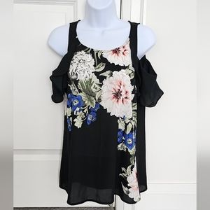 LE CHÂTEAU Floral Print Cold Shoulder Blouse